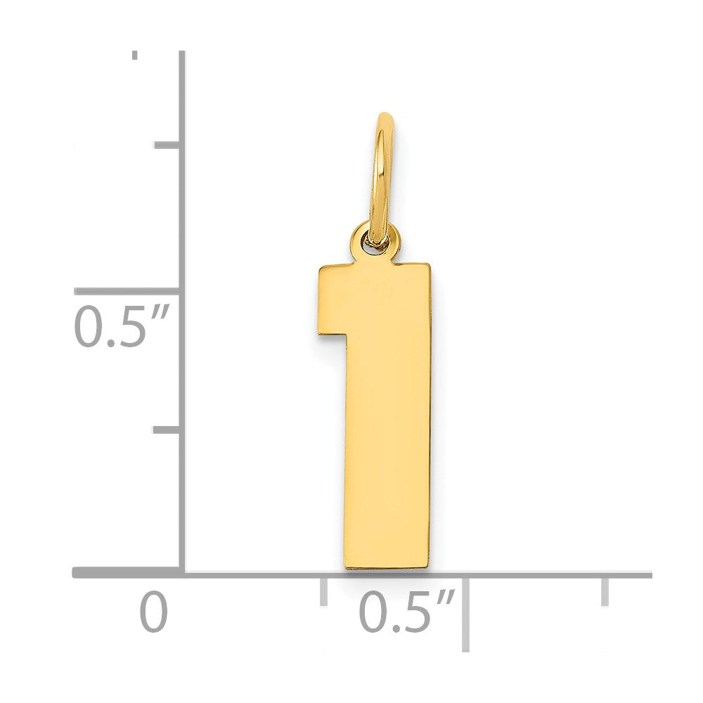 14K Gelbgold 14K Mittel Poliert Zahl 1 Charm