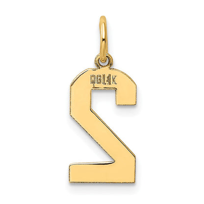14K Gelbgold 14K Mittel Poliert Zahl 2 Charm