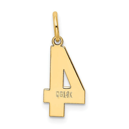 14K Gelbgold 14K Mittel Poliert Zahl 4 Charm