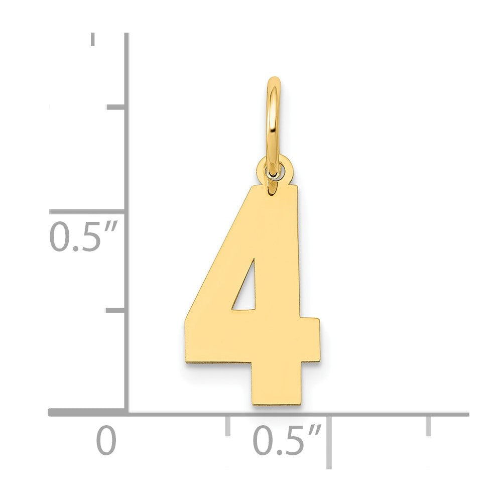 14K Gelbgold 14K Mittel Poliert Zahl 4 Charm