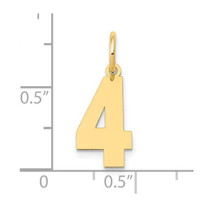 14K Gelbgold 14K Mittel Poliert Zahl 4 Charm