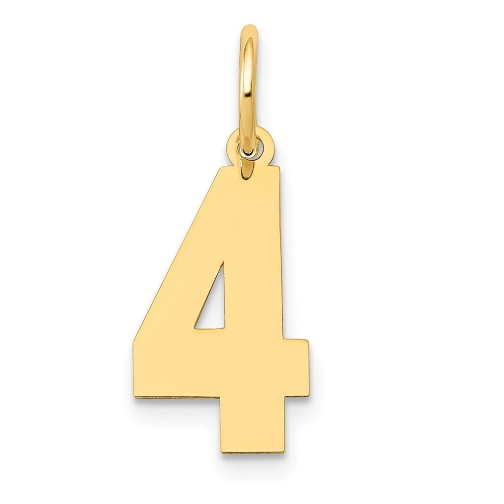 14K Gelbgold 14K Mittel Poliert Zahl 4 Charm