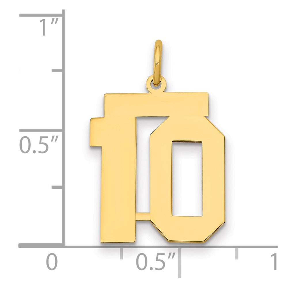14K Gelbgold Mittel Poliert Zahl 10 Charm