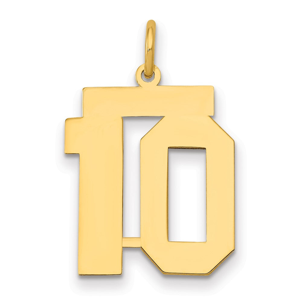 14K Gelbgold Mittel Poliert Zahl 10 Charm