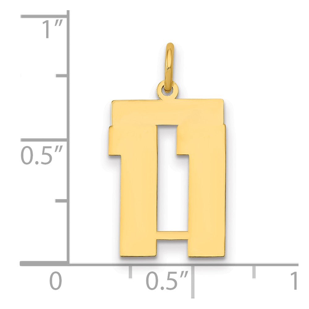 14K Gelbgold Mittel Poliert Zahl 11 Charm
