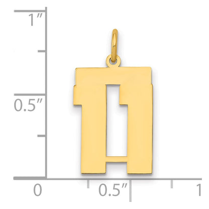 14K Gelbgold Mittel Poliert Zahl 11 Charm
