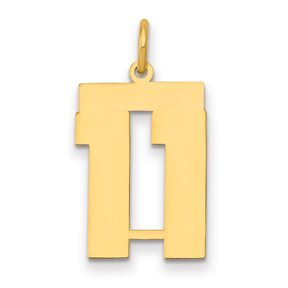 14K Gelbgold Mittel Poliert Zahl 11 Charm