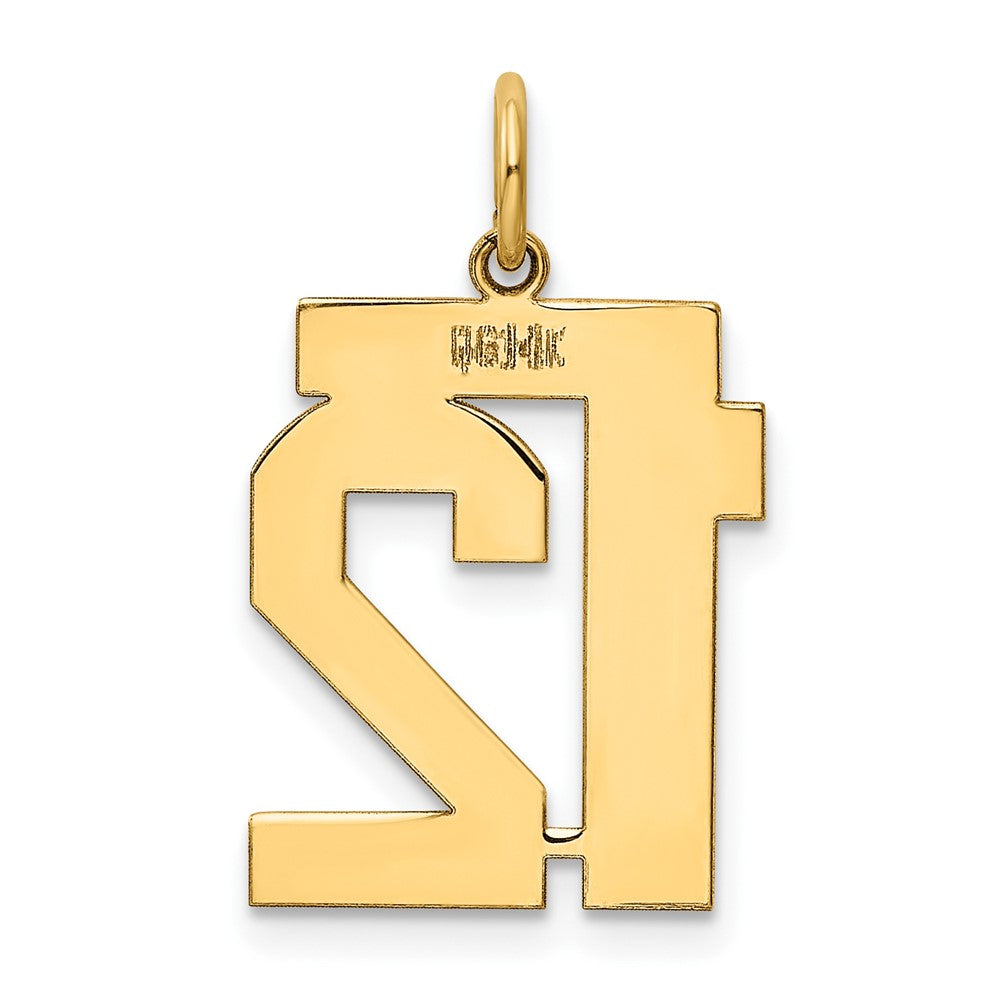 14K Gelbgold Mittel Poliert Zahl 12 Charm