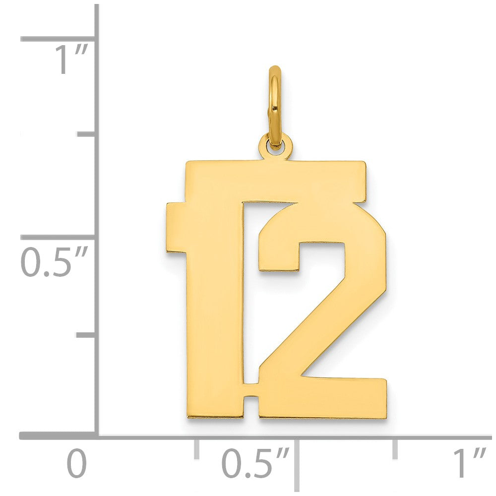 14K Gelbgold Mittel Poliert Zahl 12 Charm
