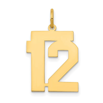14K Gelbgold Mittel Poliert Zahl 12 Charm