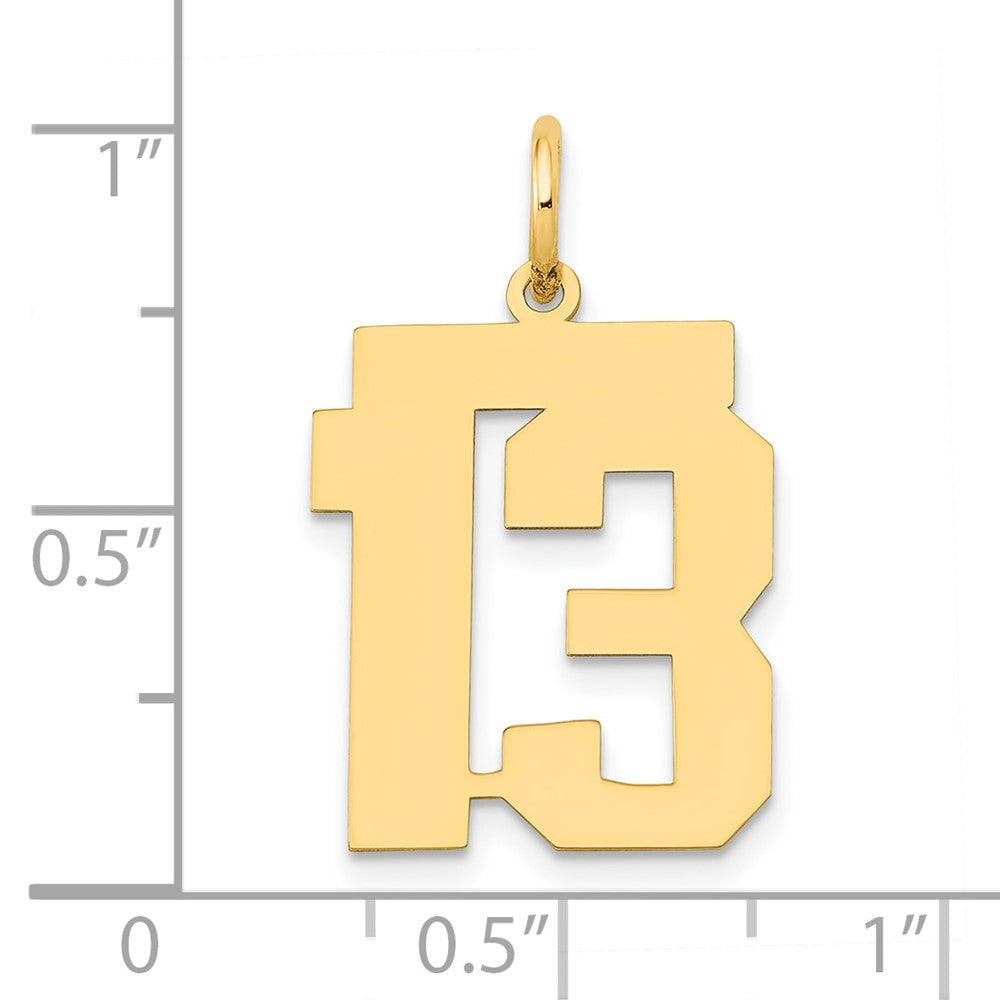 14K Gelbgold Mittel Poliert Zahl 13 Charm