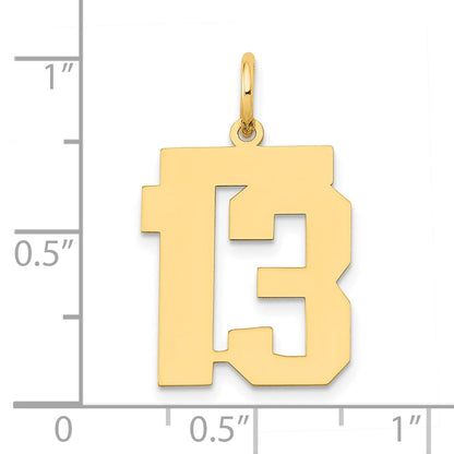 14K Gelbgold Mittel Poliert Zahl 13 Charm