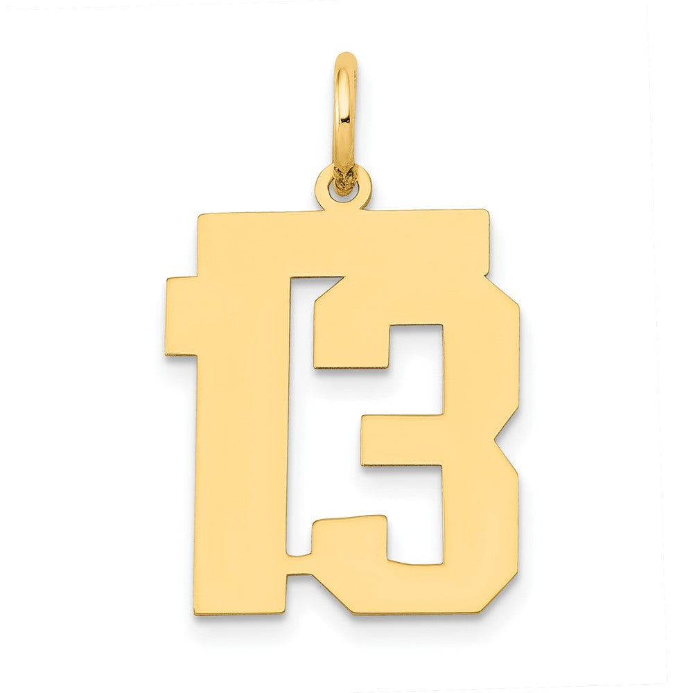14K Gelbgold Mittel Poliert Zahl 13 Charm
