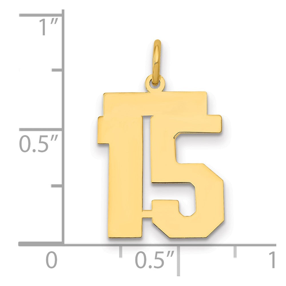 14K Gelbgold Mittel Poliert Zahl 15 Charm