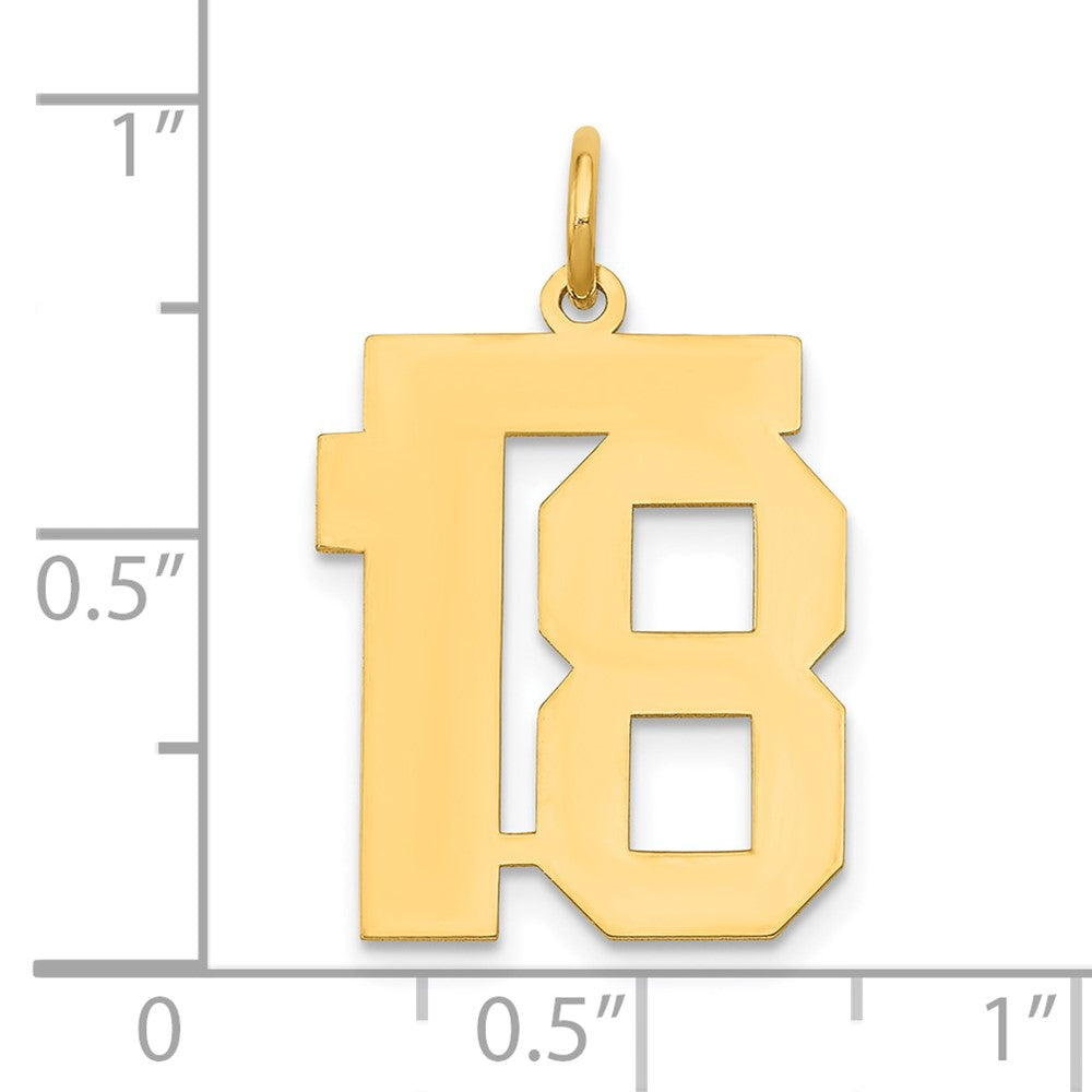 14K Gelbgold Mittel Poliert Zahl 18 Charm