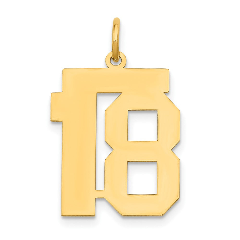 14K Gelbgold Mittel Poliert Zahl 18 Charm