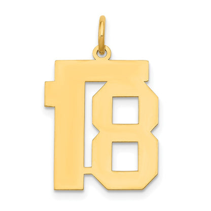 14K Gelbgold Mittel Poliert Zahl 18 Charm
