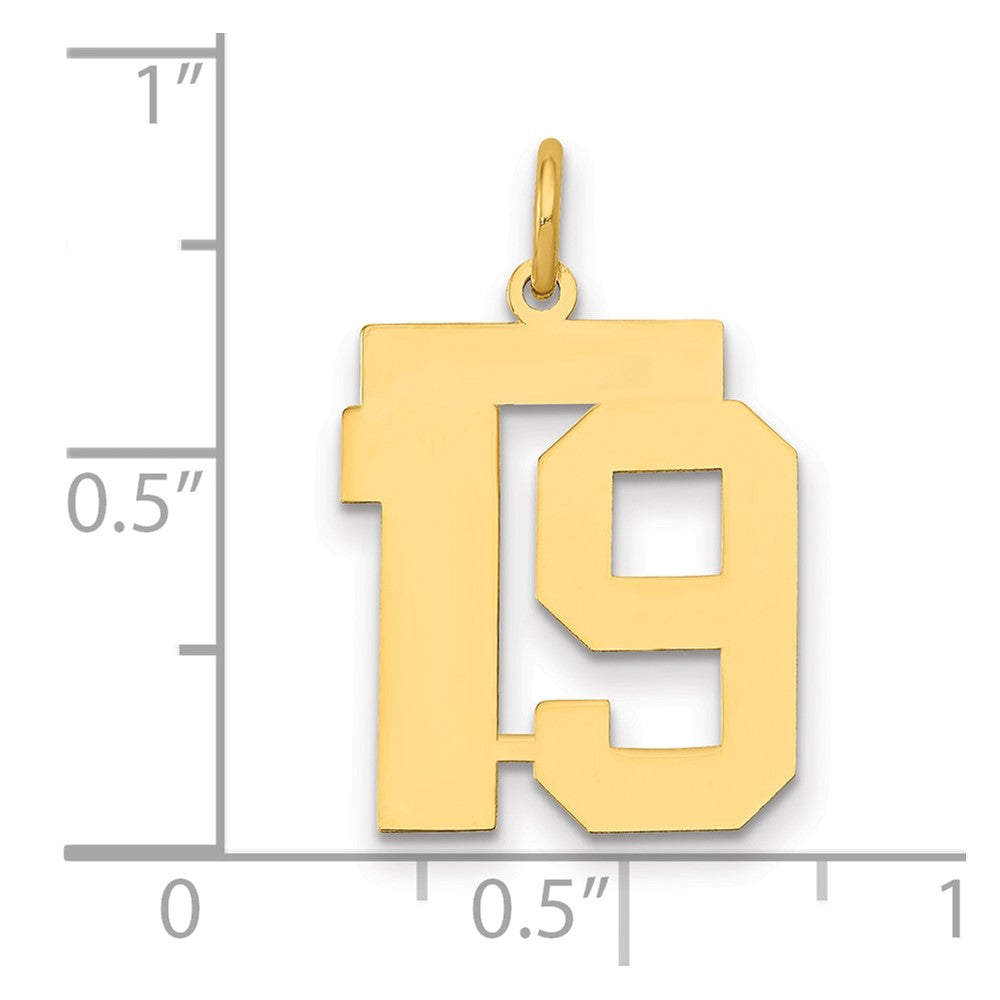 14K Gelbgold Mittel Poliert Zahl 19 Charm