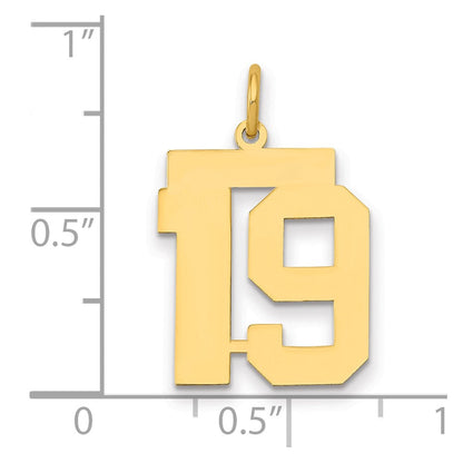 14K Gelbgold Mittel Poliert Zahl 19 Charm
