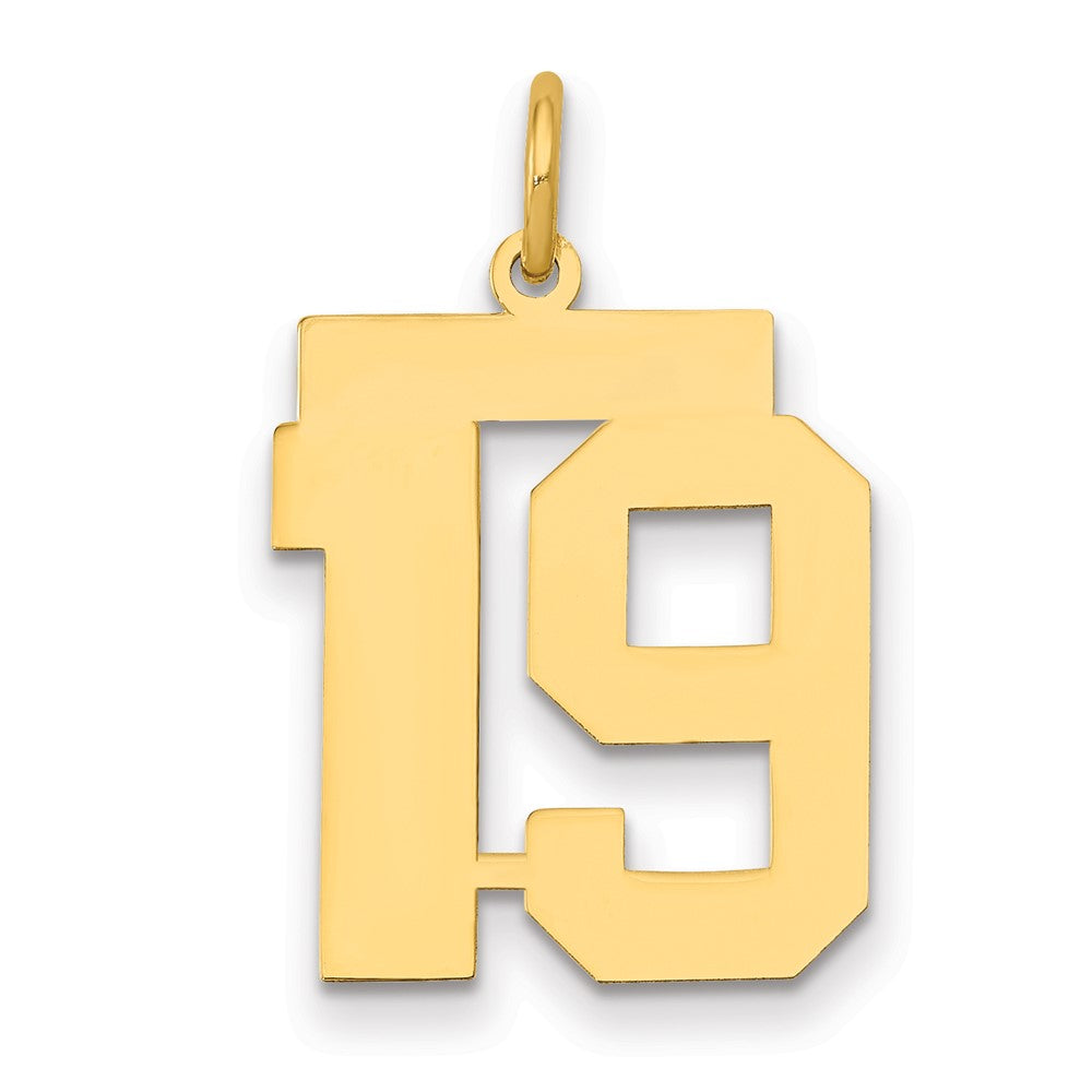 14K Gelbgold Mittel Poliert Zahl 19 Charm