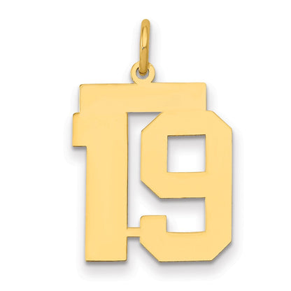 14K Gelbgold Mittel Poliert Zahl 19 Charm
