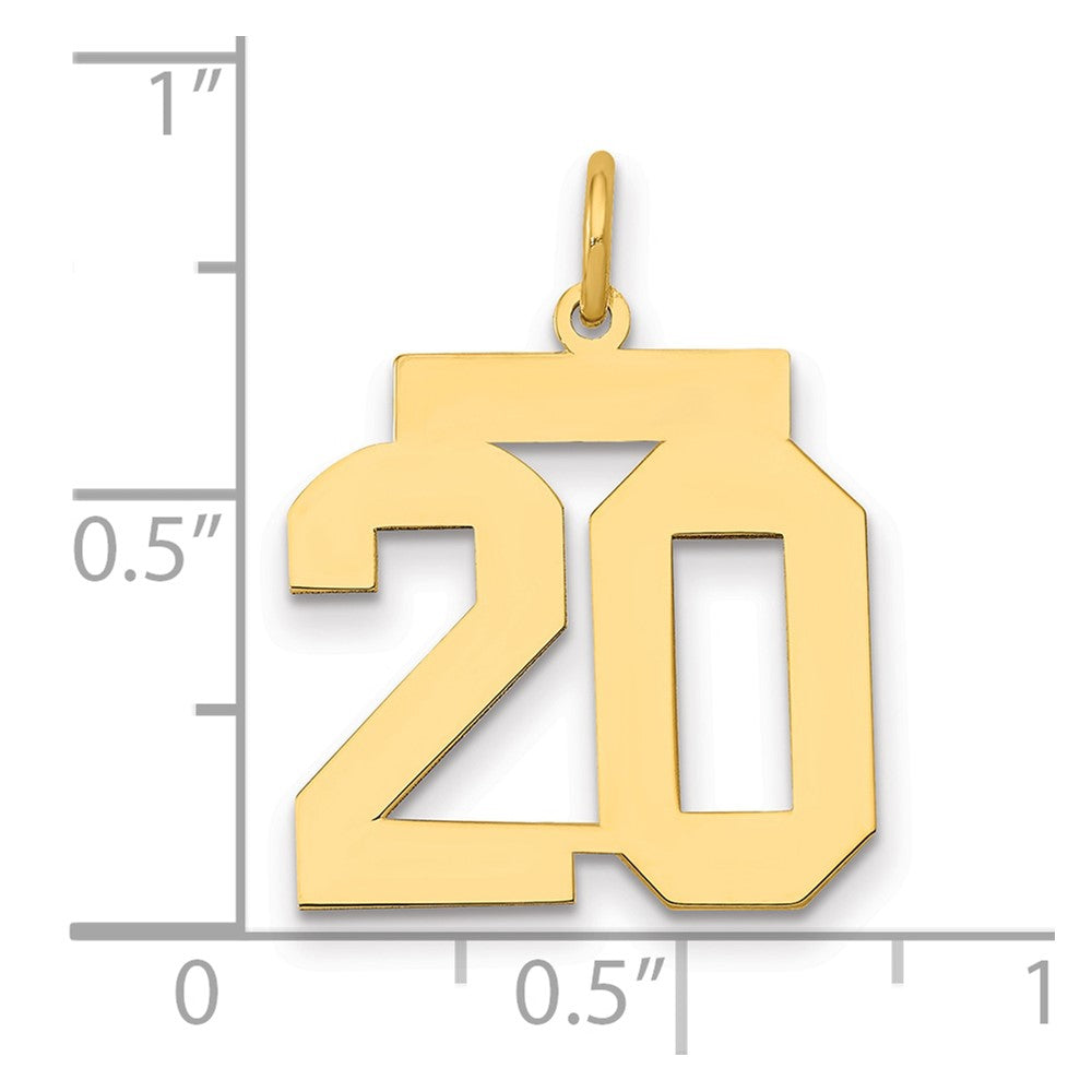 14K Gelbgold Mittel Poliert Zahl 20 Charm