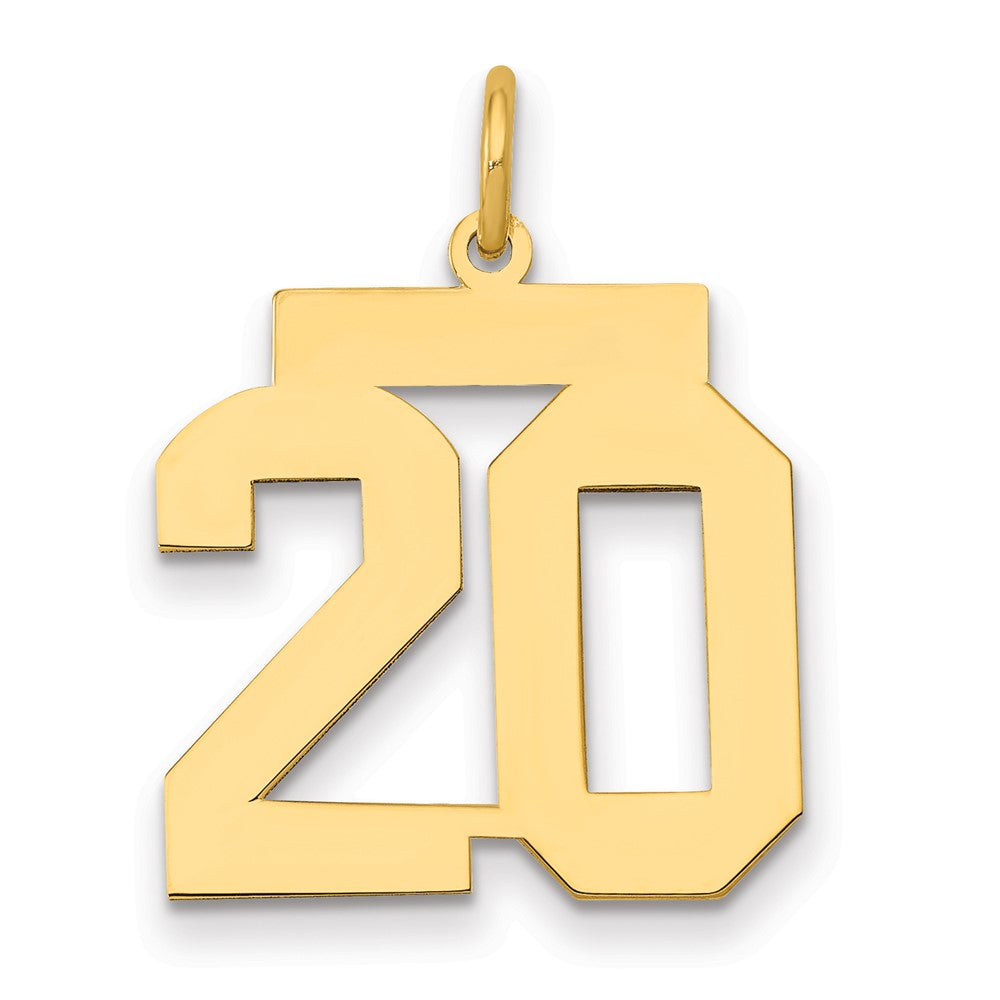 14K Gelbgold Mittel Poliert Zahl 20 Charm