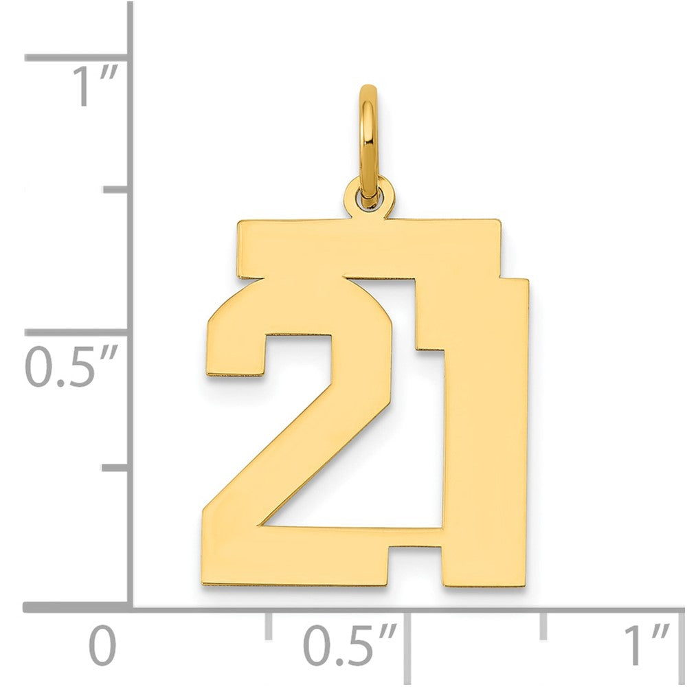 14K Gelbgold 14K Mittel Poliert Zahl 21 Charm