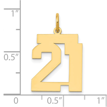 14K Gelbgold 14K Mittel Poliert Zahl 21 Charm
