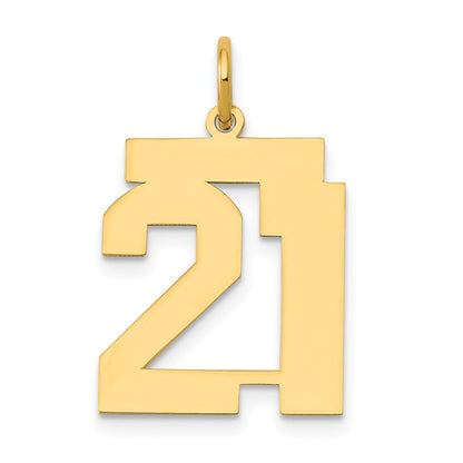 14K Gelbgold 14K Mittel Poliert Zahl 21 Charm