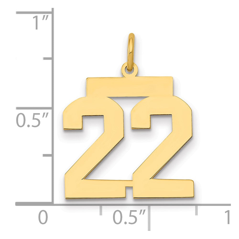 14K Gelbgold 14K Mittel Poliert Zahl 22 Charm