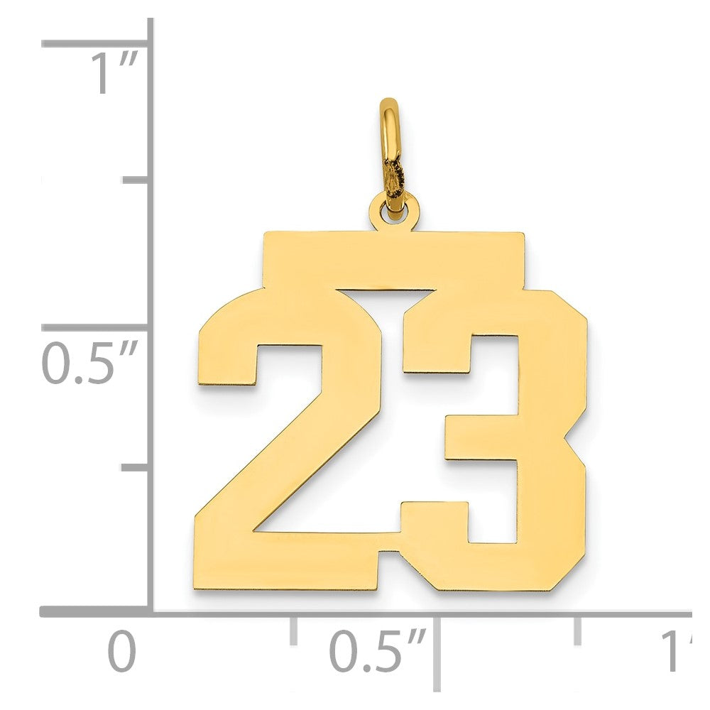 14K Gelbgold 14K Mittel Poliert Zahl 23 Charm