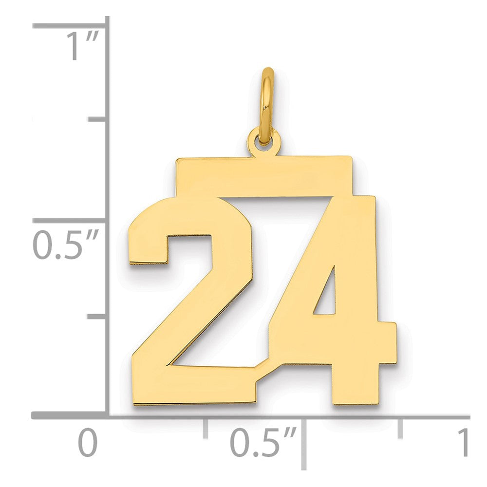 14K Gelbgold Mittel Poliert Zahl 24 Charm