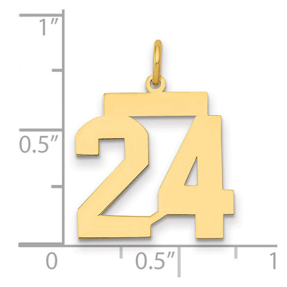 14K Gelbgold Mittel Poliert Zahl 24 Charm