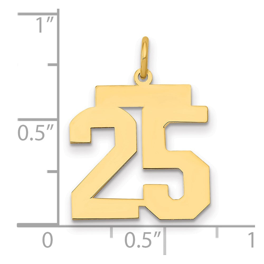 14K Gelbgold Mittel Poliert Zahl 25 Charm