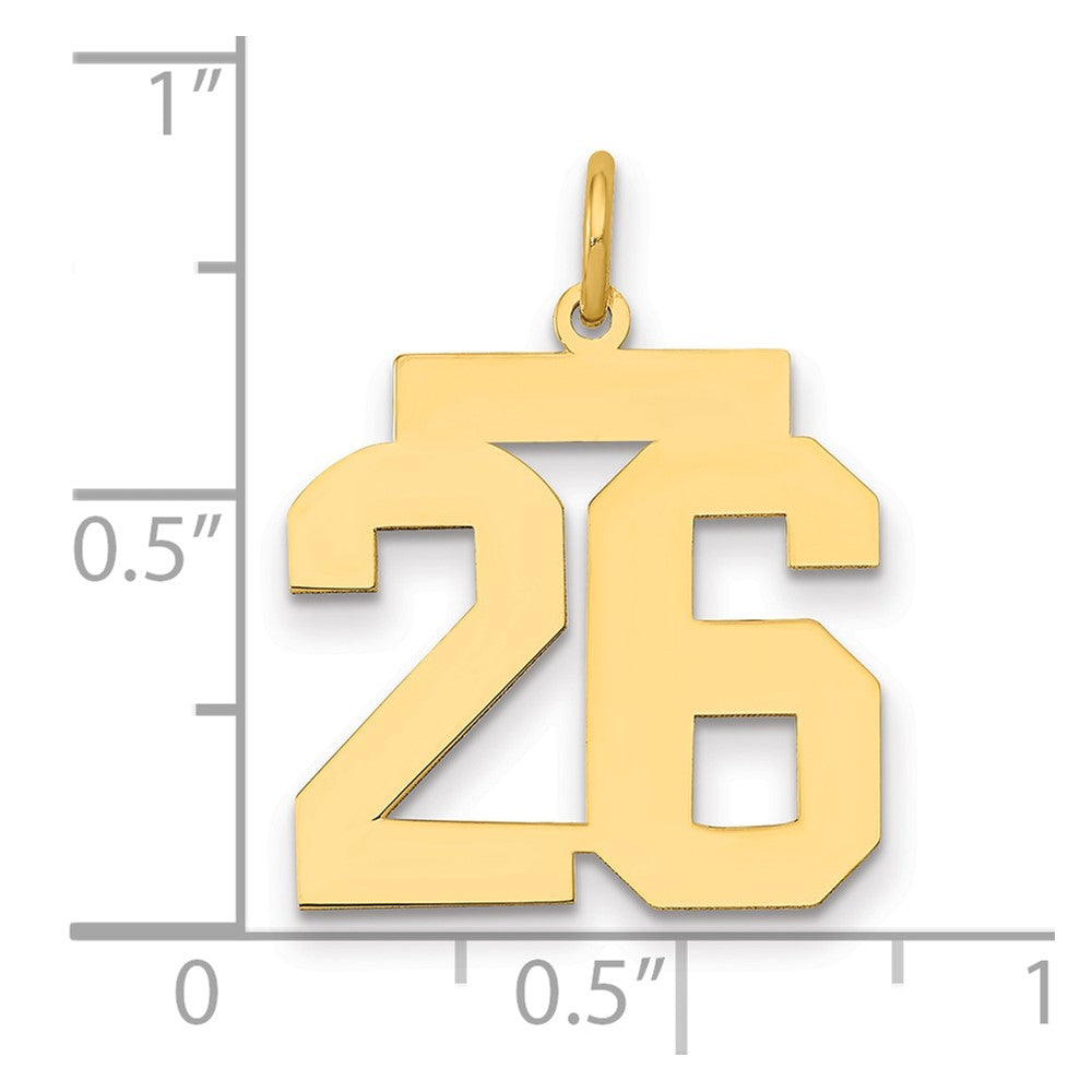 14K Gelbgold Mittel Poliert Zahl 26 Charm