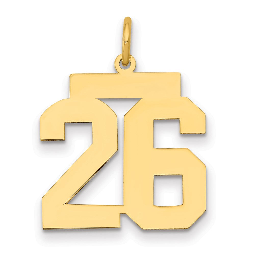 14K Gelbgold Mittel Poliert Zahl 26 Charm