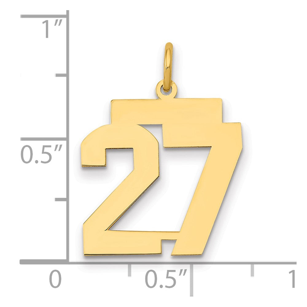 14K Gelbgold Mittel Poliert Zahl 27 Charm