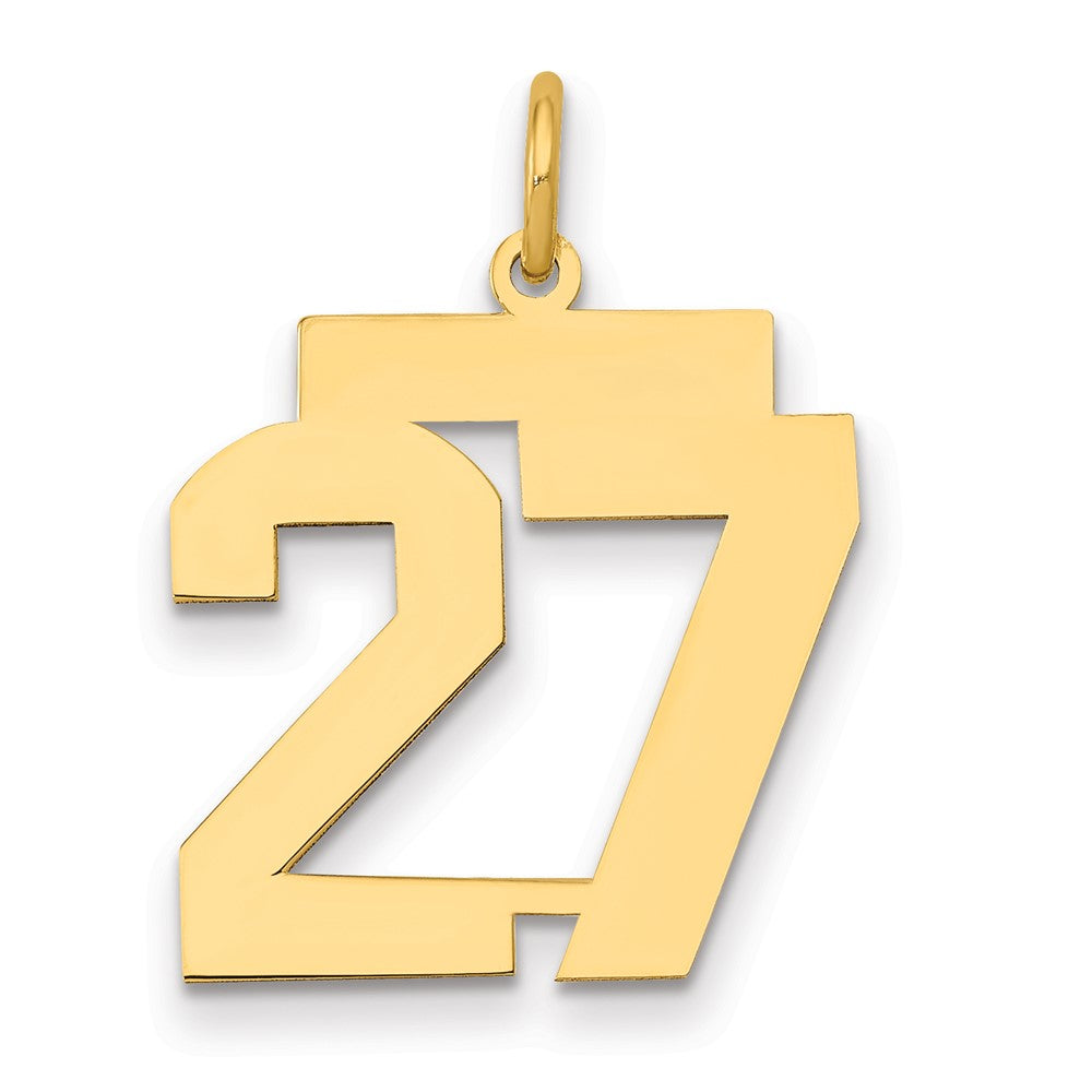 14K Gelbgold Mittel Poliert Zahl 27 Charm
