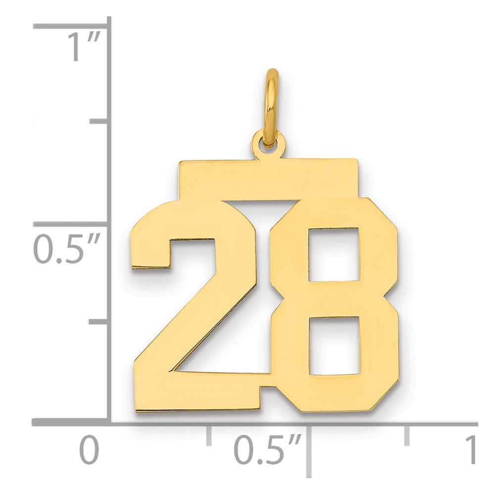 14K Gelbgold Mittel Poliert Zahl 28 Charm