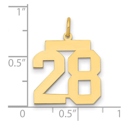 14K Gelbgold Mittel Poliert Zahl 28 Charm
