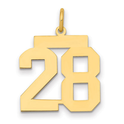 14K Gelbgold Mittel Poliert Zahl 28 Charm