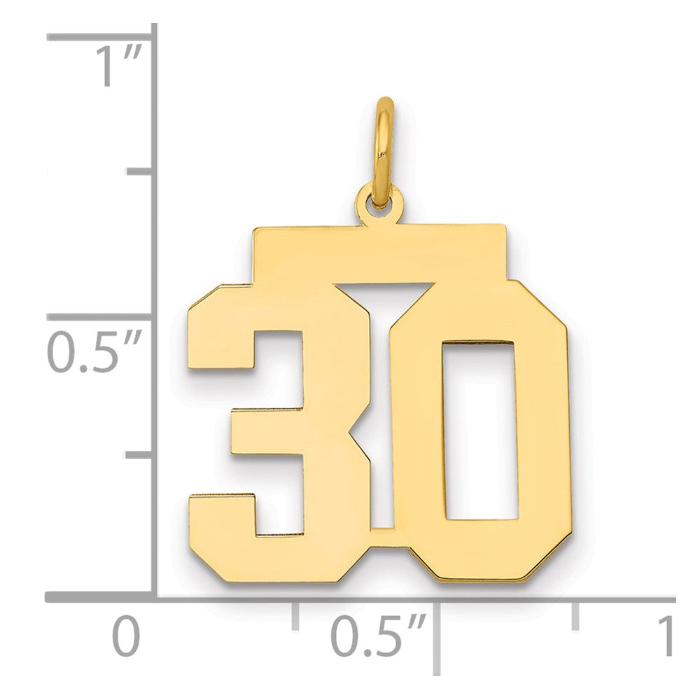 14K Gelbgold Mittel Poliert Zahl 30 Charm