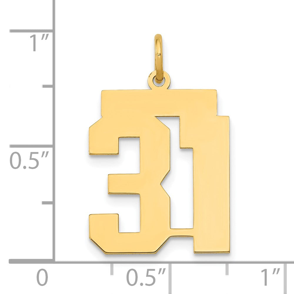 14K Gelbgold Mittel Poliert Zahl 31 Charm