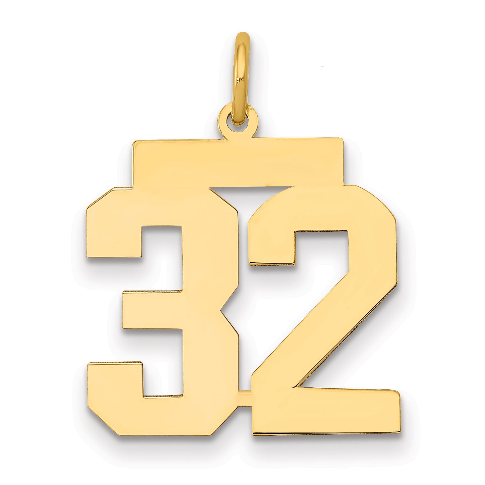 14K Gelbgold Mittel Poliert Zahl 32 Charm