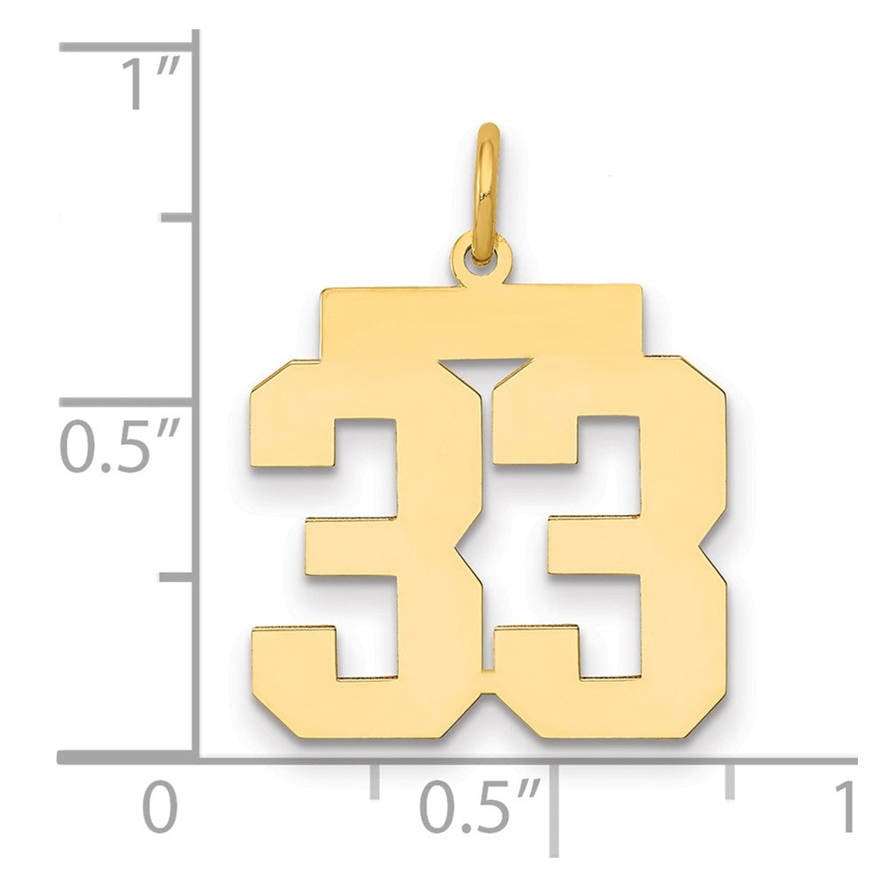 14K Gelbgold Mittel Poliert Zahl 33 Charm