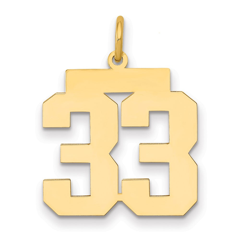 14K Gelbgold Mittel Poliert Zahl 33 Charm