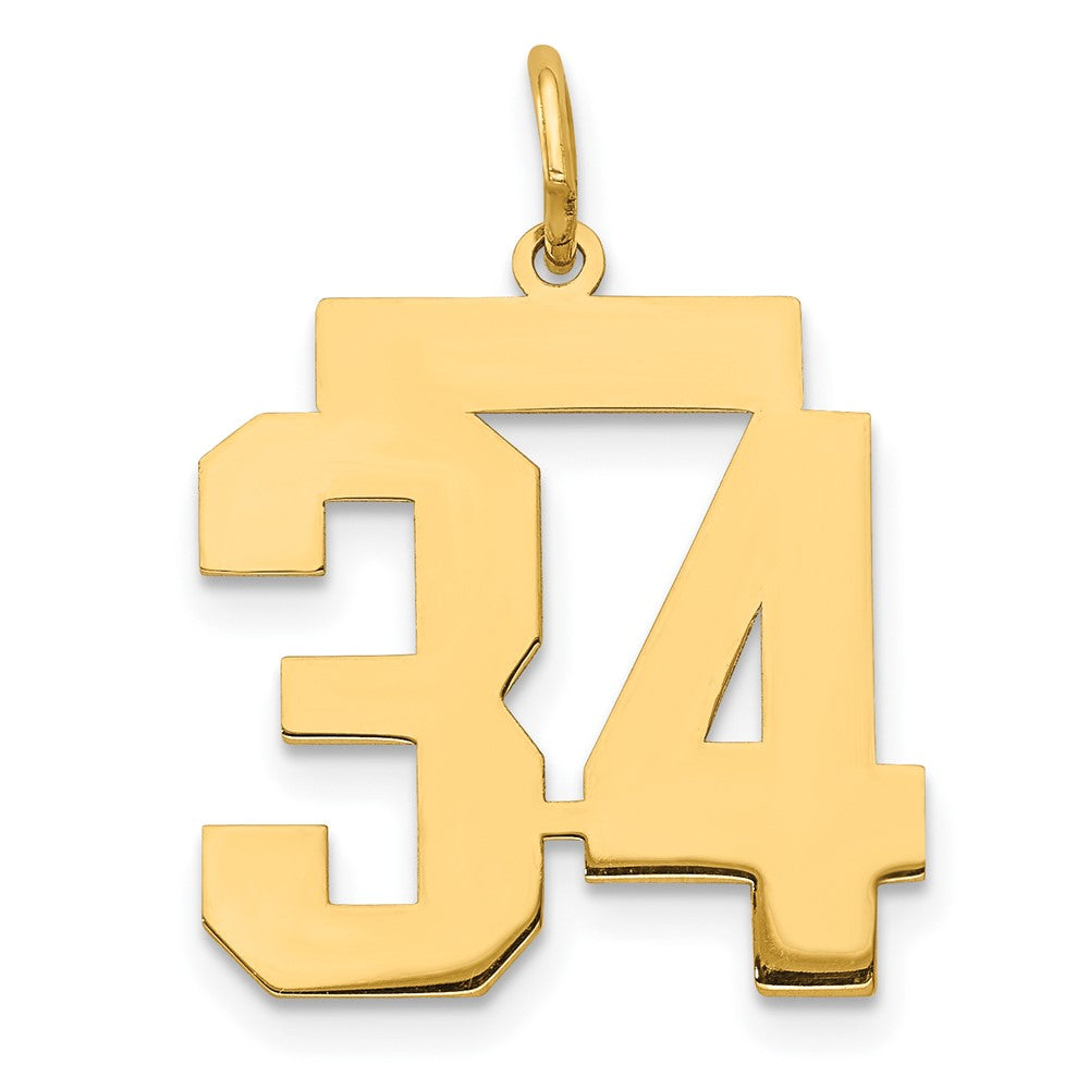 14K Gelbgold 14K Mittel Poliert Zahl 34 Charm