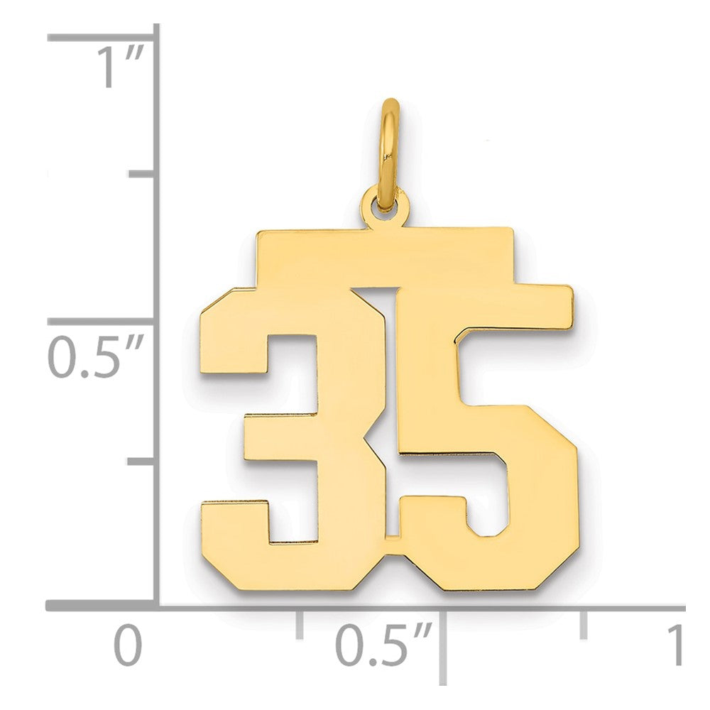 14K Gelbgold Mittel Poliert Zahl 35 Charm