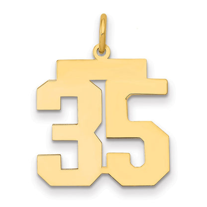 14K Gelbgold Mittel Poliert Zahl 35 Charm